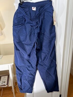 Nike Vintage Nylon Track Pants Navy Blue Zip Ankle Y2K Mens Large